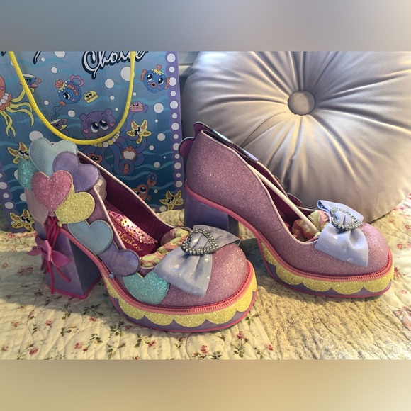 Irregular Choice NIB Balloons and Cake Block Heels Lilac Sz 39 - Picture 2 of 7
